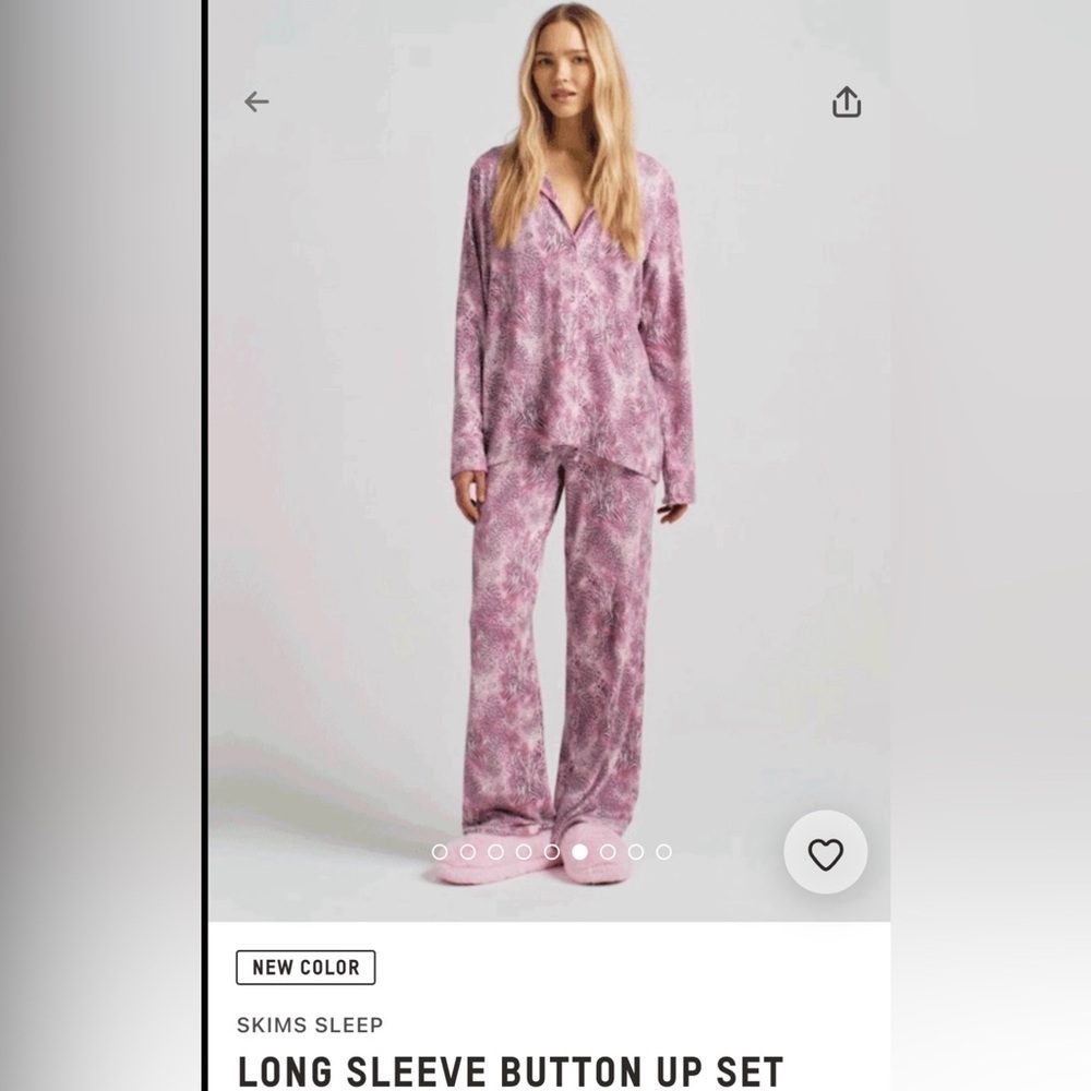 NWT SKIMS Sleep Long Sleep Set Animal Print Pajamas Size XS VALENTINE’S DAY
